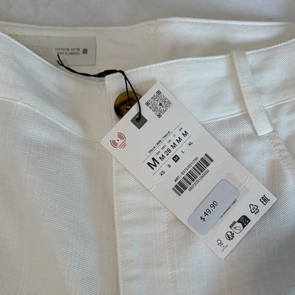 Zara Women's Cream Cropped Pants